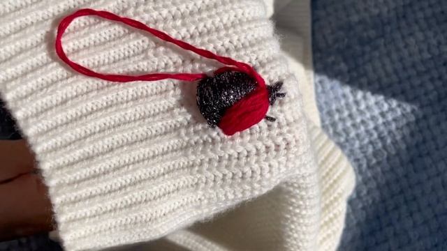 Вышивка на одежде. Божья коровка. Embroidery on clothes. #decoration