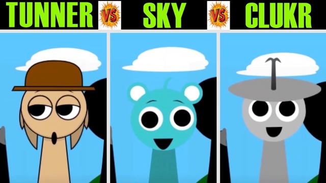 Невероятный Sprunki Definitive, но смешайте Tunner против Sky (Blue) против Clukr (серебро)