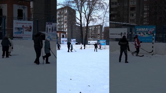 Мой репортаж с хоккея в валенках!