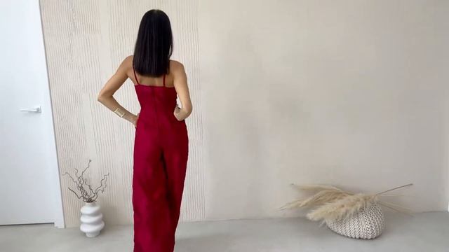 Бордовий комбінезон з широкими штанами Keepsake The Label