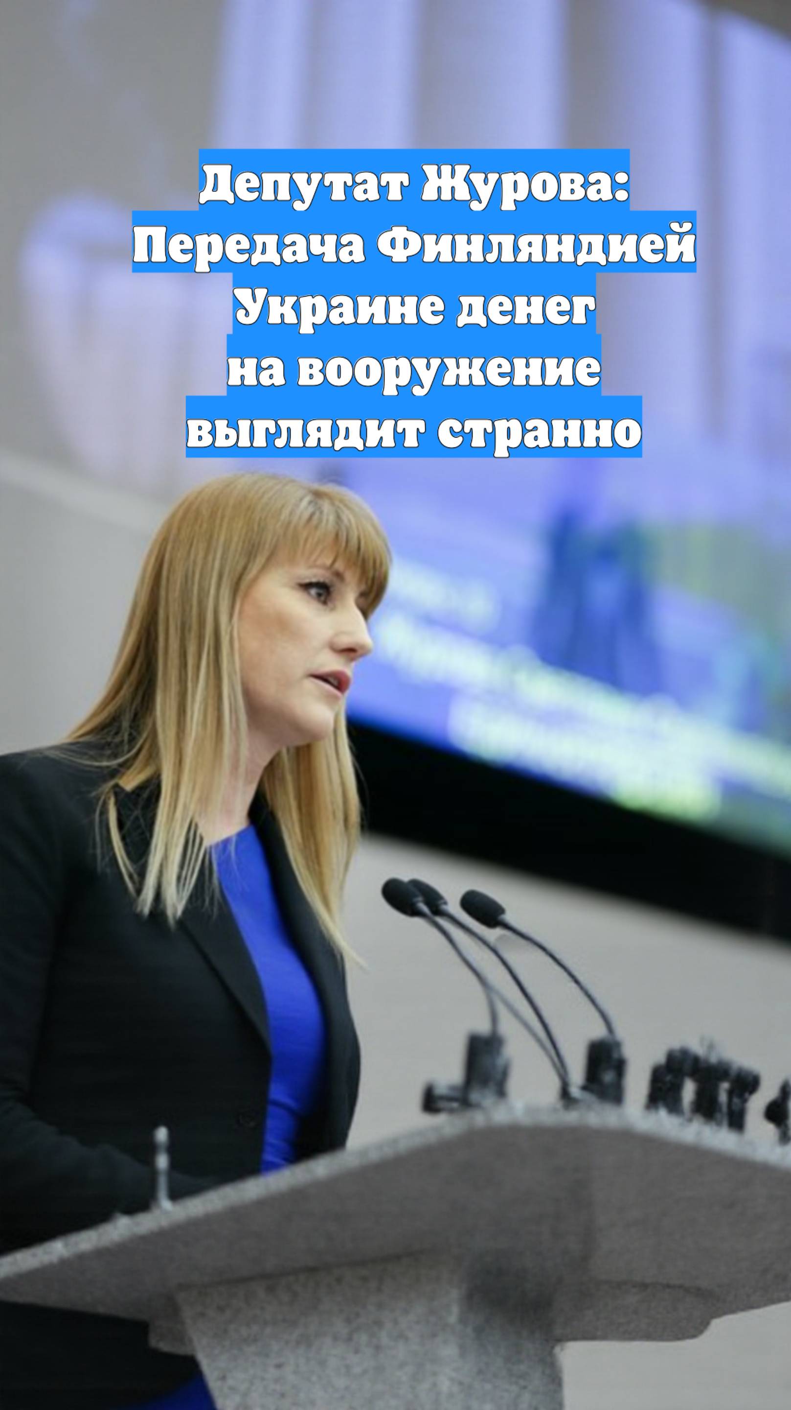 Депутат Журова: Передача Финляндией Украине денег на вооружение выглядит странно