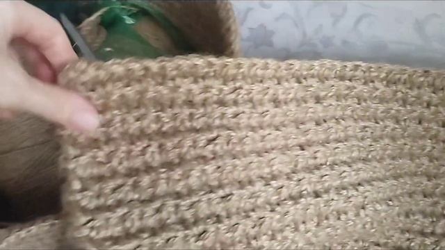 Коврик 50х60 см ИЗ ДЖУТА с бахрамой крючком/ Crochet jute mat with