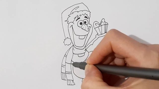 Как нарисовать Снеговика Олафа, зимние рисунки/How to draw