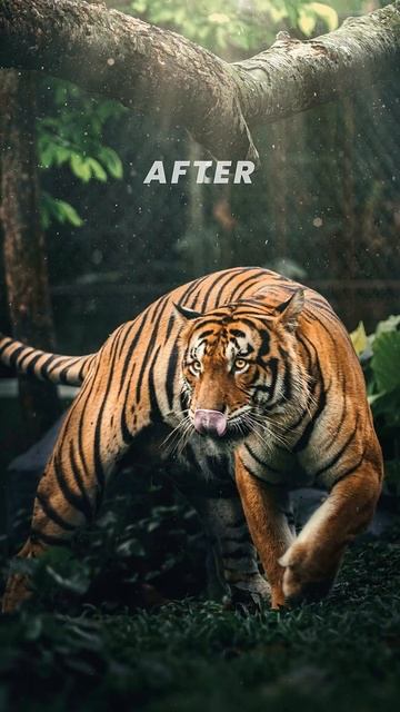 Tiger Zoo Shot Before & After Lightroom