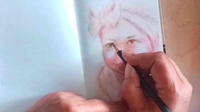 2 скетча маслом и ластиком! Техника сухая кисть.