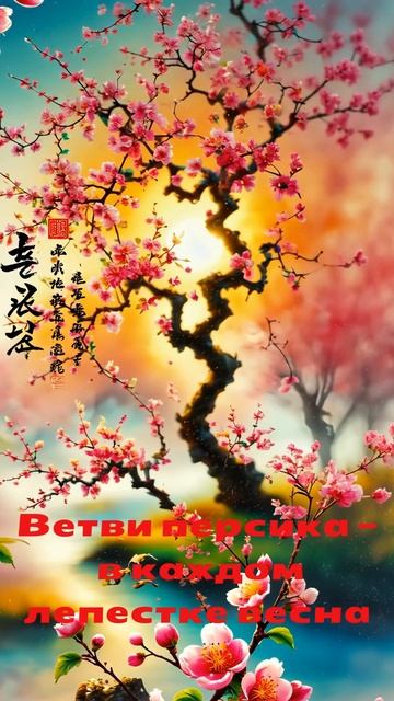 Ветви персика — в каждом лепестке весна забывает зиму