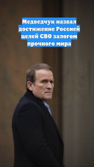Медведчук назвал достижение Россией целей СВО залогом прочного мира