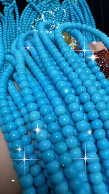 250516-6 Sleeping Beauty's natural sterling treatment turquoise bead string is optimized for density
