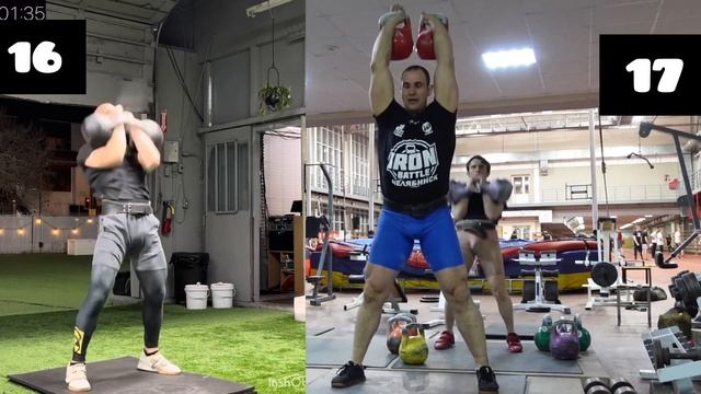 Double Half Snatch 32 kg Vasilev vs Denisov олурывок двух гирь 32 кг иван д?