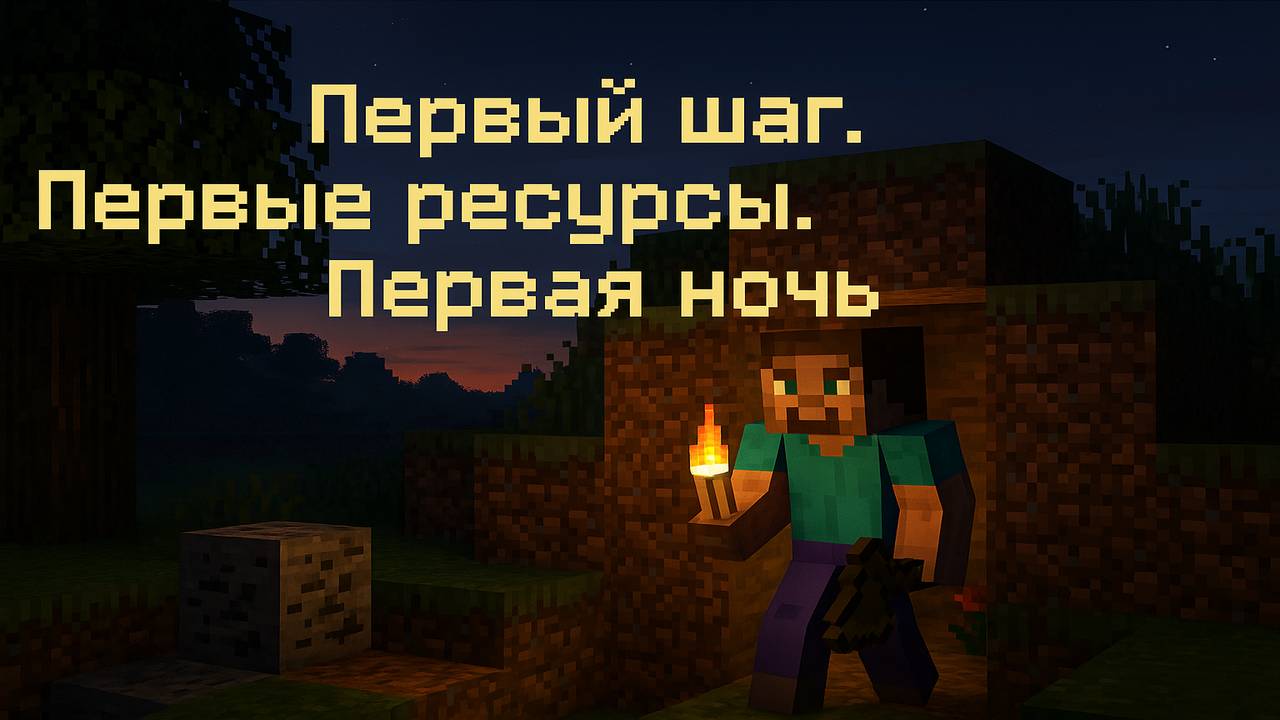 Minecraft #1 — Первый шаг. Первые ресурсы. Первая ночь.