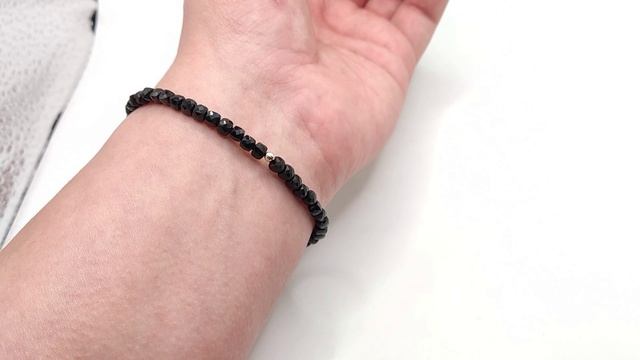 Браслет из бусин: Чёрный Турмалин (Шерл). Намибия