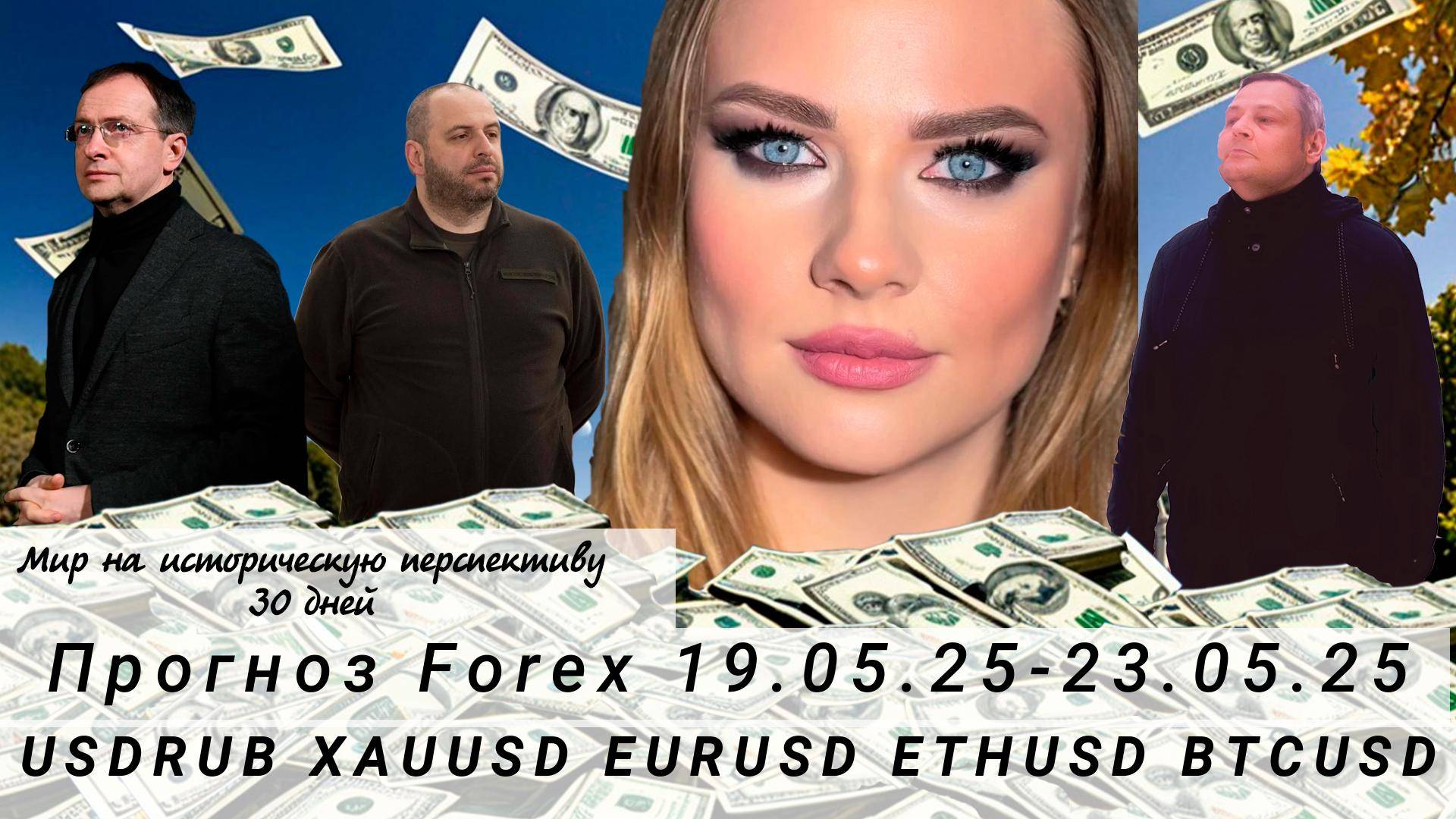 Прогноз Forex 19.05.25-23.05.25 USDRUB, XAUUSD,  EURUSD, ETHUSD, BTCUSD. Трейдинг с нуля.
