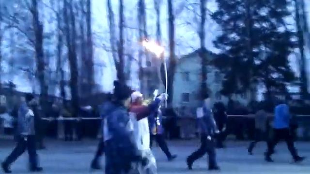 Олимпийский огонь в Карелии,Пряжа.