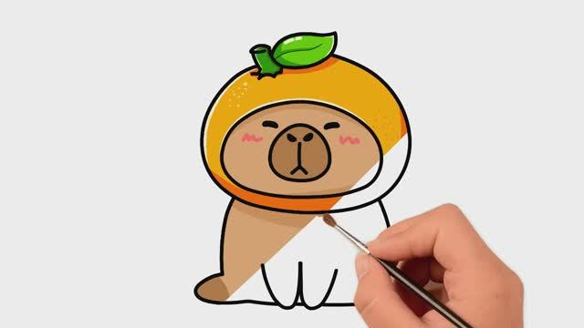 Как нарисовать капибару  в апельсине