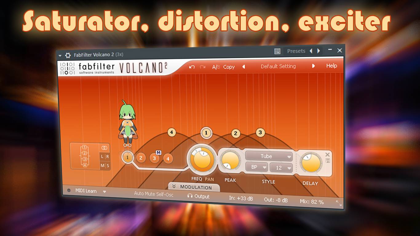 FabFilter Volcano 2 как многополосный сатуратор дисторшен и эксайтер
