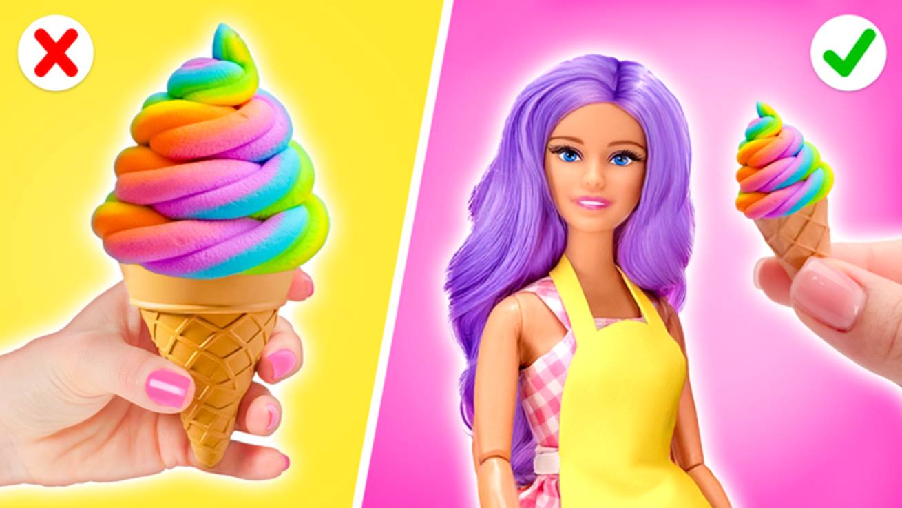 🍦Киоск с мороженым для Барби 🎀 Вкусные угощения и сюрпризы