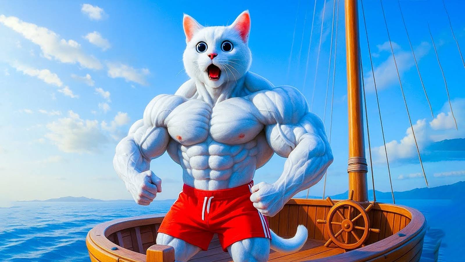 🧜🏻♀️ Русалка спасает котенка, но на него нападает рыба-монстр! 🐟Папа-кот спешит на помощь
