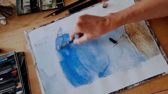 ASRM Рисуем море. Шум волн, шуршание бумаги, карандаша, п?