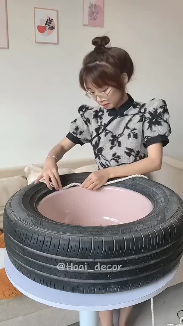 Из старой шины в журнальный столик