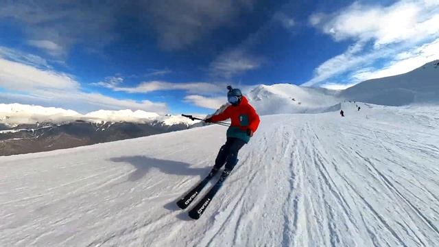 Горные лыжи. Insta360. Роза Хутор: трасса Тритон. 2024г.