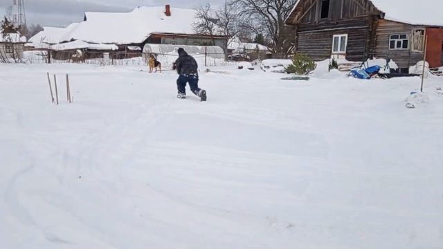 детский снегоход, покатушки)))