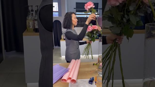 Как сделать букет из французской розы и статицы @Woman_blog