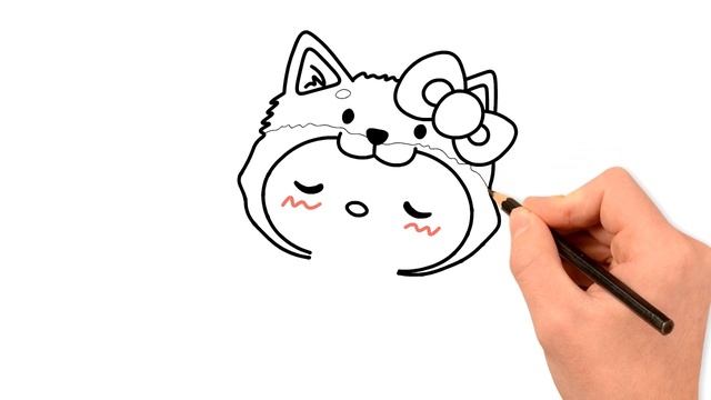 Как легко нарисовать Hello Kitty с милой собакой