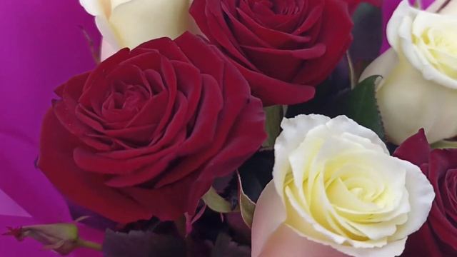 Букет 11 красных и белых роз