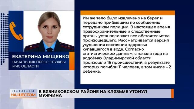 В Вязниковском районе на Клязьме утонул мужчина