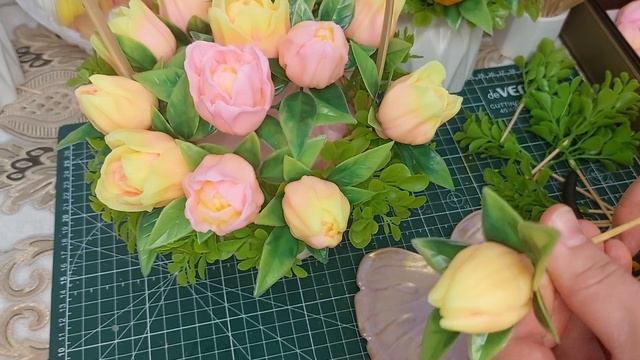 Мыловарение.  Сборка тюльпанов в корзину. 8 Марта💕
