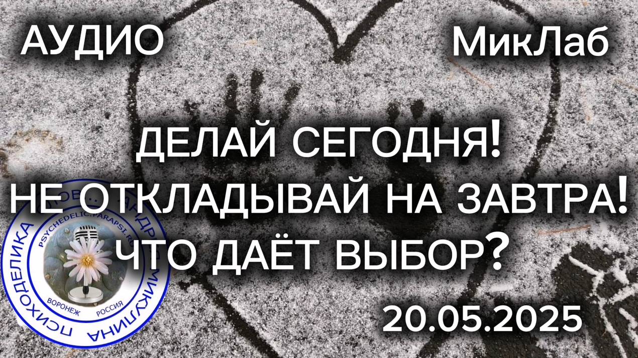Делай Сегодня! Не откладывай на Завтра! Что ДАЁТ ВЫБОР? Психоделика Слов. Прямой Эфир с Микулиным