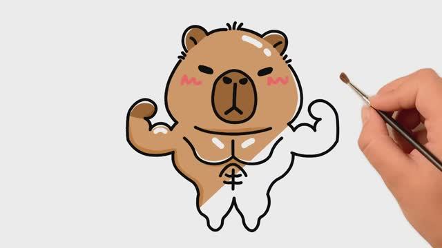 Как нарисовать симпатичную капибару качок