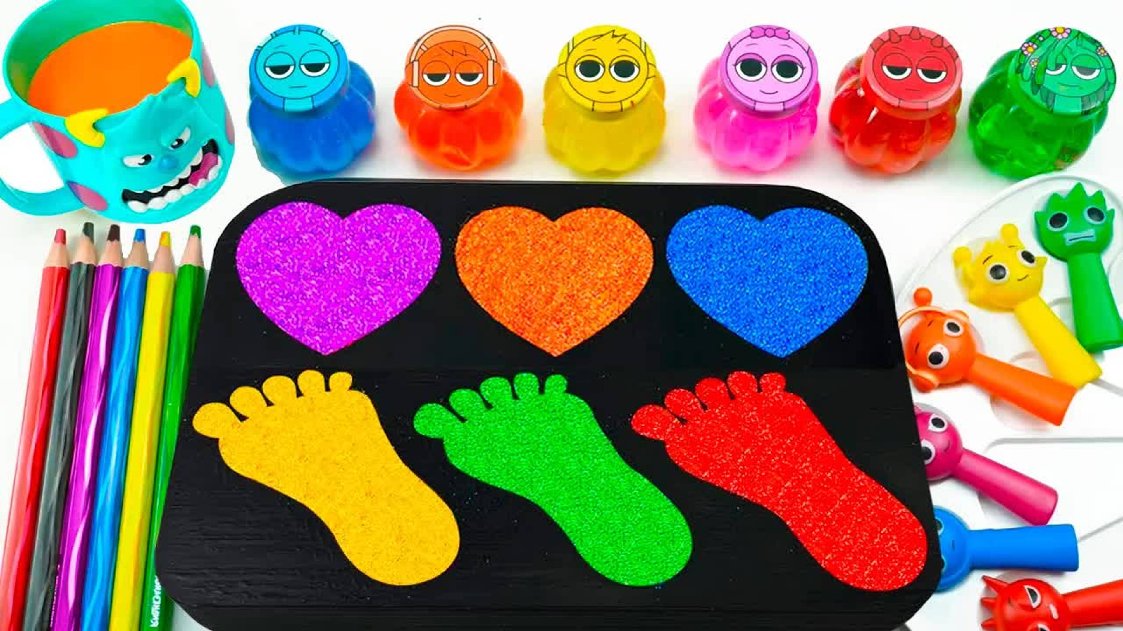 Как сделать радужный леденец с блестками из смеси слаймов