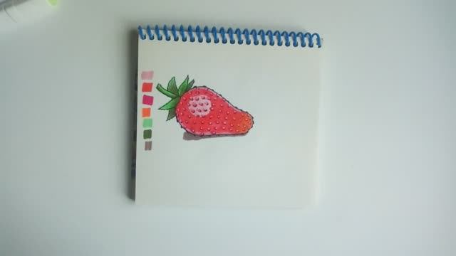 Учусь рисовать маркерами. Клубника