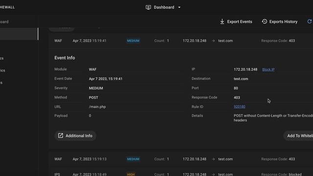 Добавление события в белый список | TheWall Firewall