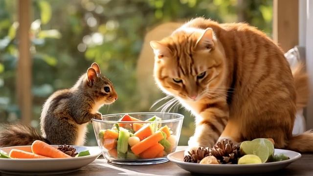 The cat adopted a little squirrel and took it home. #cat #cute #cutecat #funny #funnycats