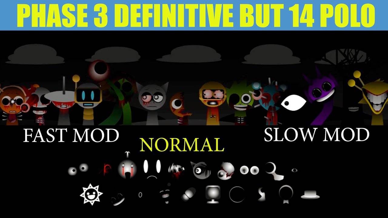 Невероятный Sprunki Sprunki-дефицит-фаза-3, но 14 Polo (Fast Mod против Normal vs Mlow Mod)