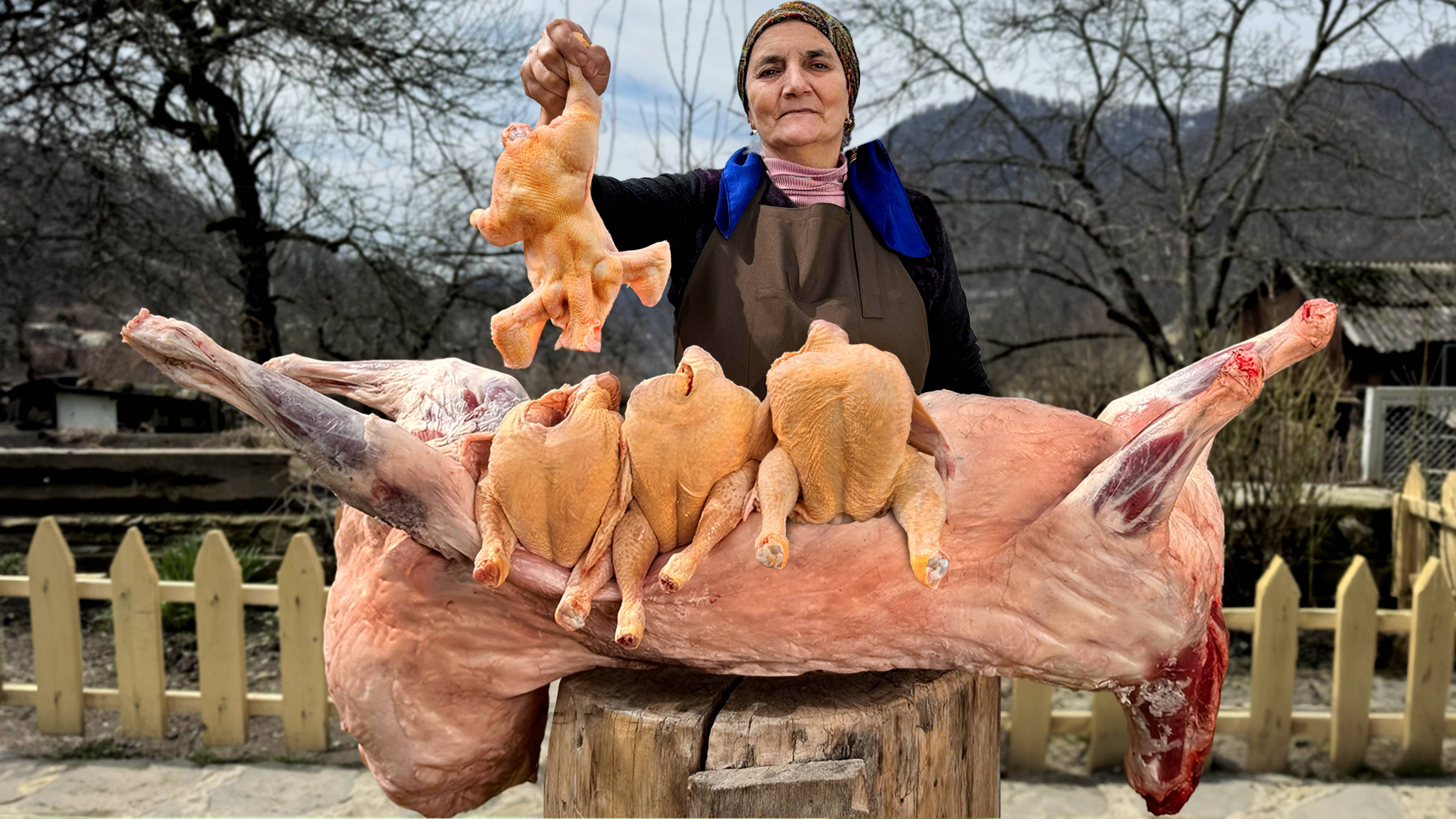 Целый ягнёнок, фаршированный курицей — деревенский деликатес для настоящего гурмана