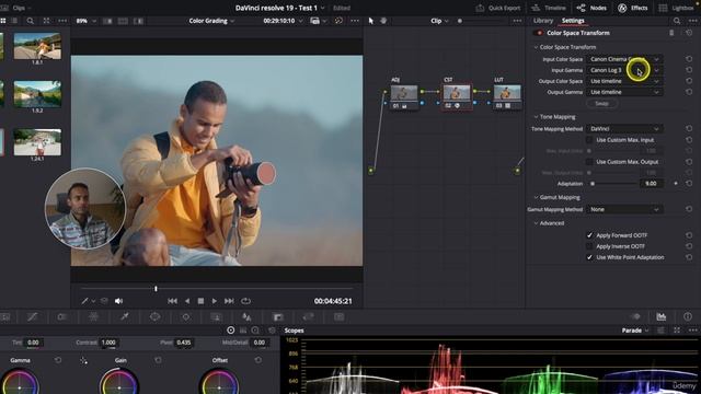 Davinci resolve - 4.17 - Canon Log Colorgrading (Обучение)