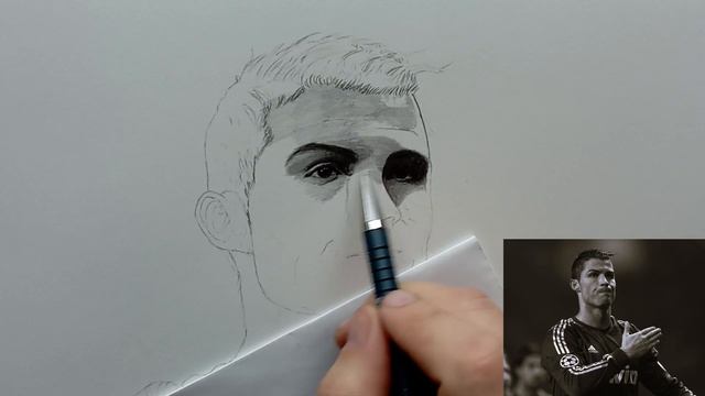 Cristiano Ronaldo. Портрет карандашом ( рисую в режиме реально?