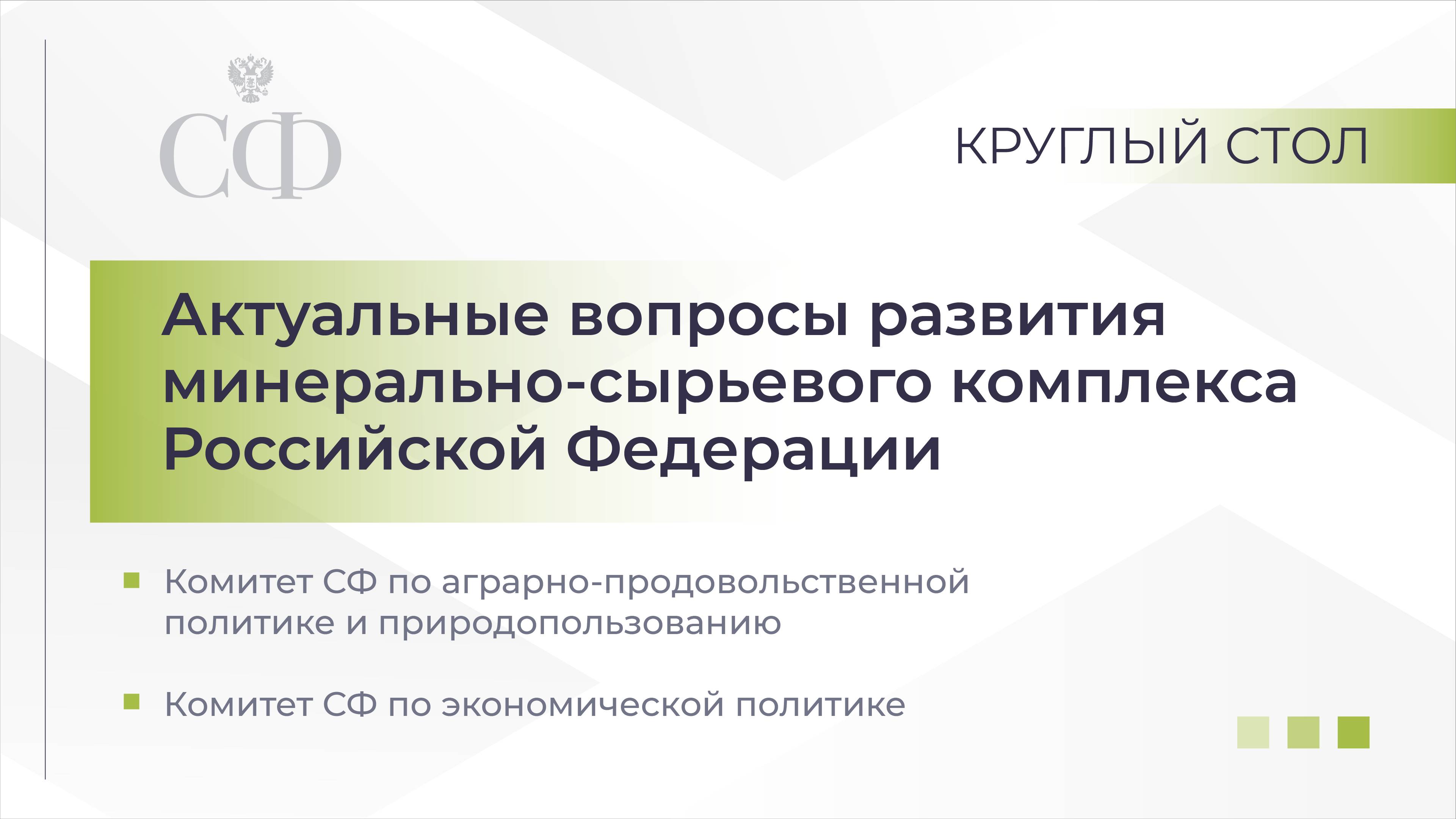 Актуальные вопросы развития минерально-сырьевого комплекса Российской Федерации