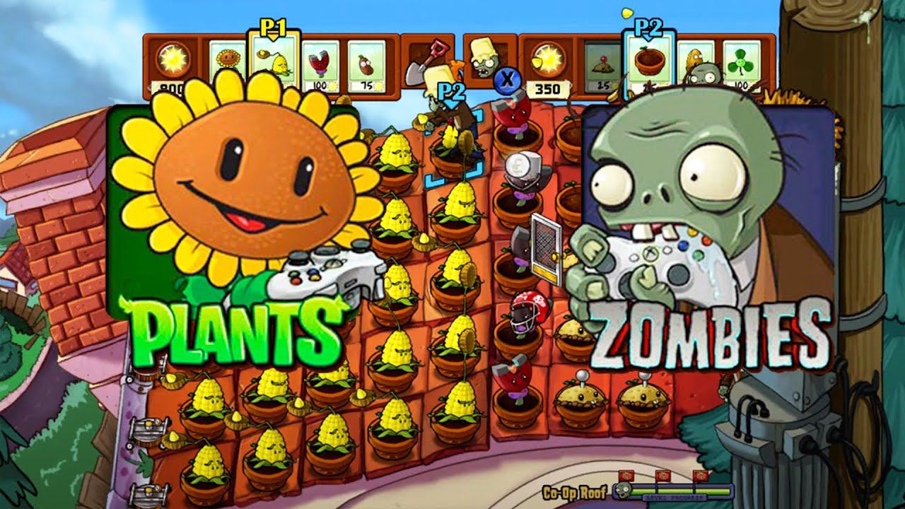 Plants vs. Zombies [XBOX 360] [2 Player] Survival Roof Gameplay