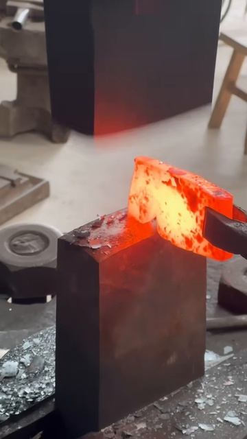 Forging Red-Hot Steel with Industrial Hammer - Incredibly Satisfying!
