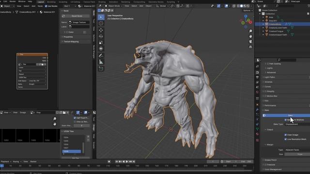 UDIMs displacement map baking in Blender
