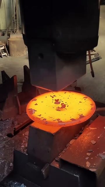 Forging a Giant Red-Hot Steel Block - Compressing and De-Airing for Ultimate Metal Perfection!