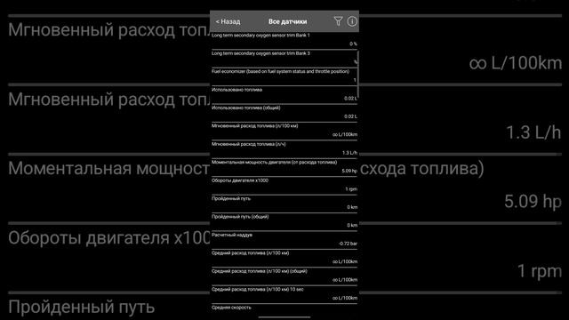 Сканер Rokodil, перечень отображаемых датчиков Haval Dargo.