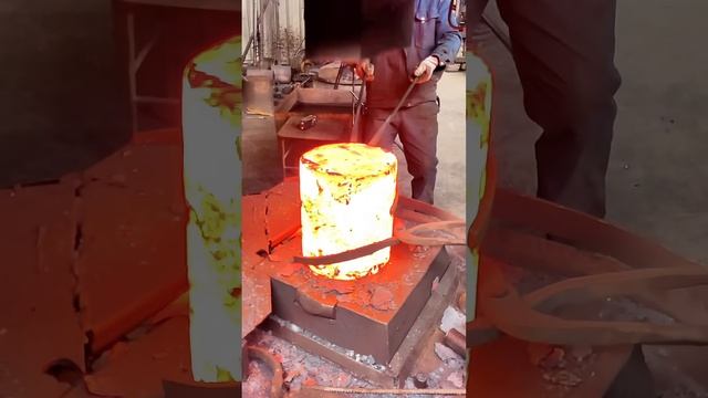 Forging and Punching Massive Red-Hot Steel Blocks with Heavy Industrial Machinery - So Satisfying!