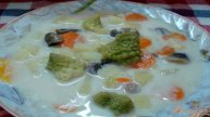 Суп с сырками, шампиньонами и капустой романеско