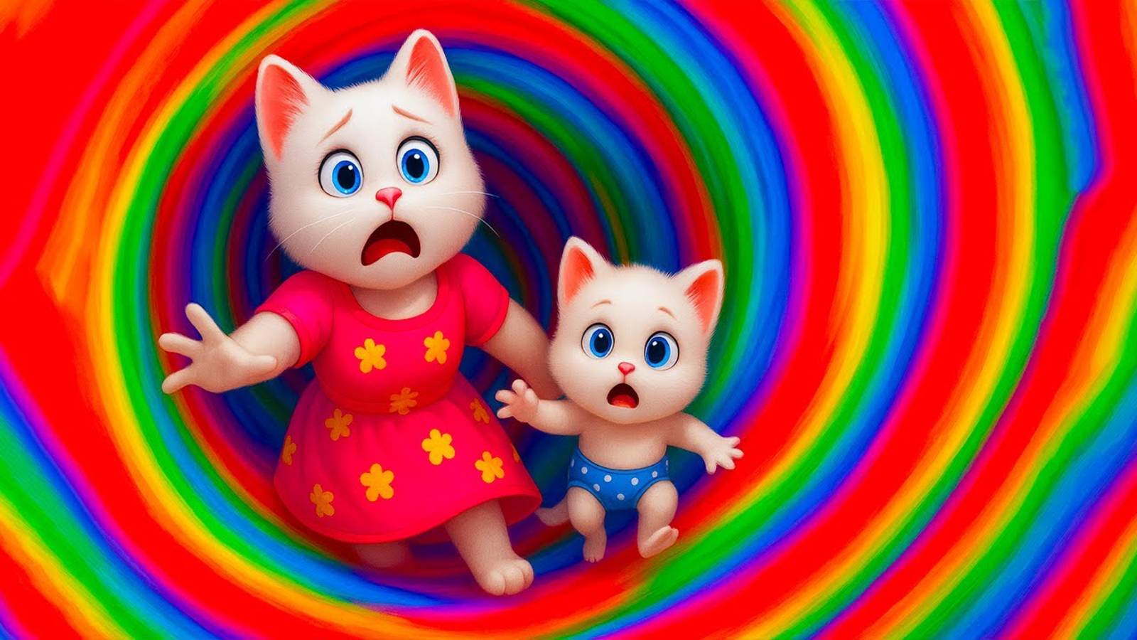 Котенок Котенок подметался в радужную выхлопну?! Бабушка бабушка бросается на помощь! ️