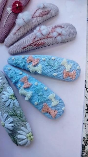 Заколка клик-клак Коллекция с Вышивкой